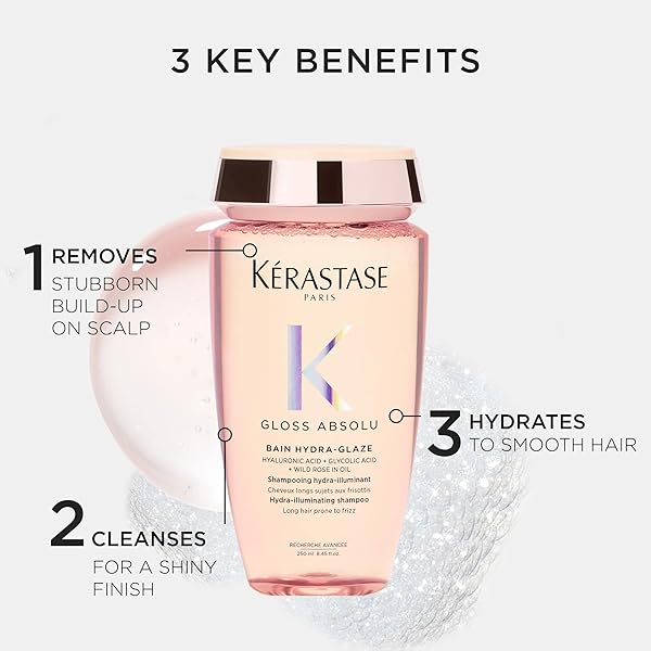 KERASTASE GLOSS ABSOLU HIGH-SHINE ANTI-FRIZZ SHAMPOO – CLEANSES & REVEALS ULTIMATE SHINE, FOR GLOSSY & BOUNCY HAIR, 8.45 FL OZ