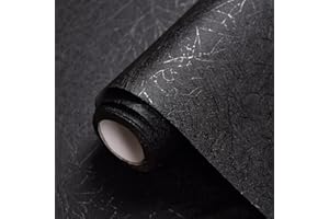 COHOO HOME Black Wallpaper Peel and Stick Wallpaper Black Silk Wallpaper for Bedroom Solid Black Contact Paper for Cabinets Self Adhesive Removable Wallpaper Embossed Textured Wallpaper Waterproof 15.7“×393”