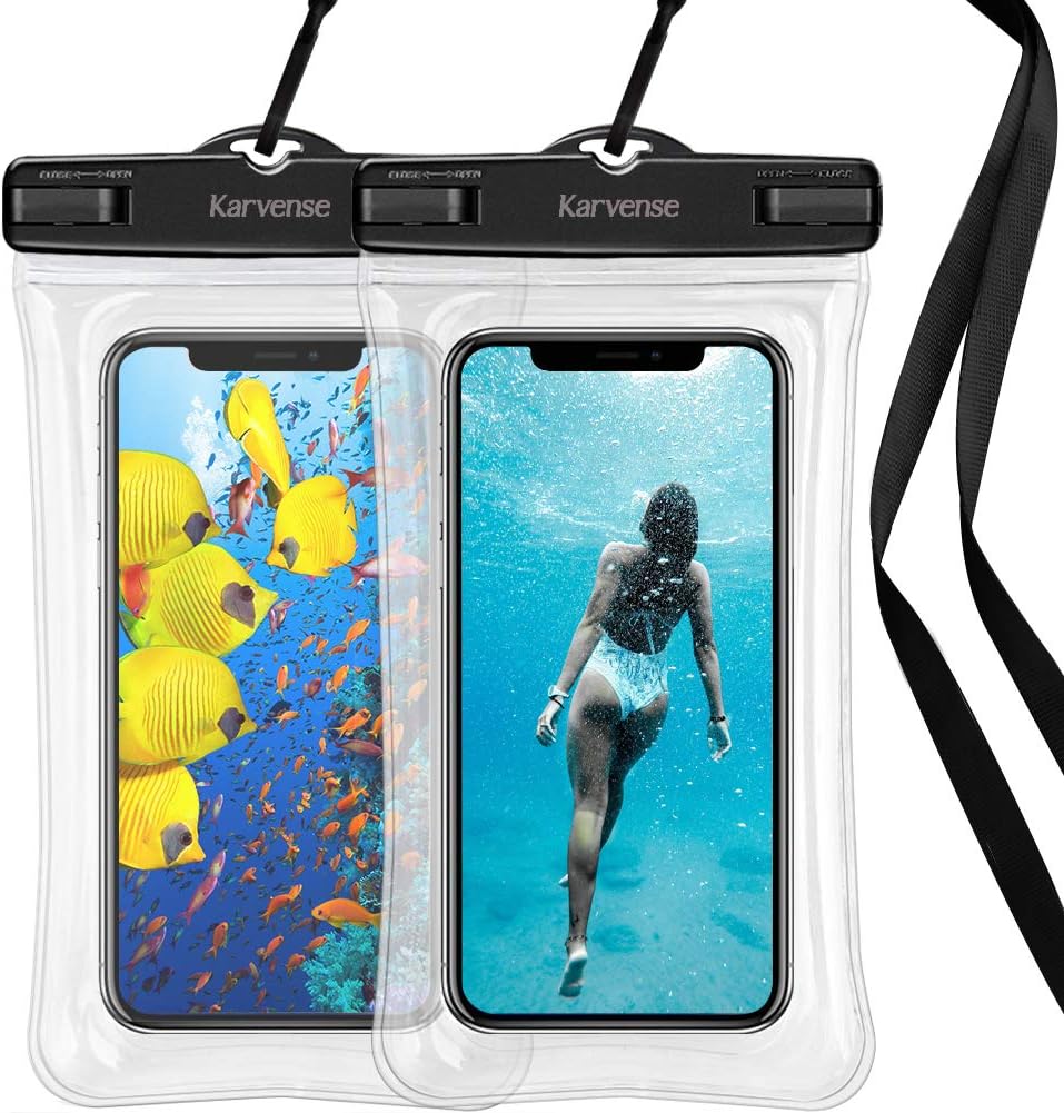 Waterproof Phone Pouch Floating, Karvense Universal Waterproof Phone Case/Bag Floating, Clear Underwater Cell Phone Dry Bag, for iPhone, Samsung Galaxy, LG, Moto, Pixel, Phones up to 6.9''– 2 Pack