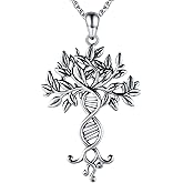 Tree of Life Infinity DNA Necklace 925 Sterling Silver Double Helix Celtic Family Tree Pendant Jewlery Graduation Science Gift