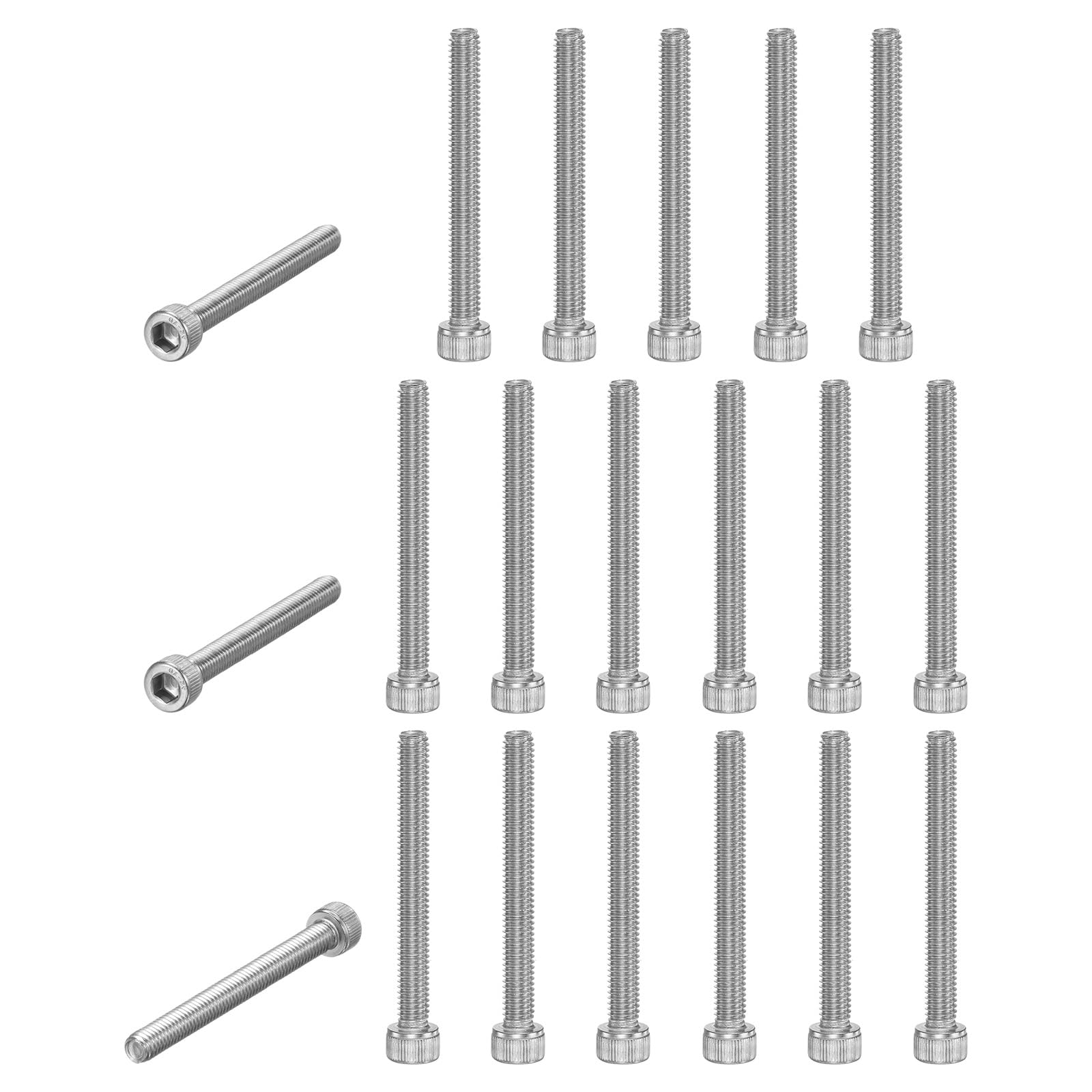 M METERXITY 20-Pack Socket Head Cap Screws Bolts M6x55mm 1mm Pitch Button Head Socket Screws 304 Stainless Steel Hex Socket Bolts [Silver]
