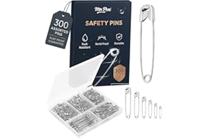 Mr. Pen 300 Pack Safety Pins, Assorted 5 Different Sized, Nickel Plated Steel, Rust Resistant, Small & Large Sizes, Bulk, for Clothes, Crafts, Pinning, Sewing, Art
