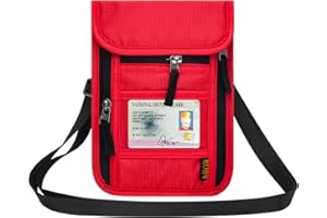HOTEMIA Neck Wallet for Travel,Passport Holder Neck Pouch for Men Women with Adjustable Neck Strap and RFID Blocking
