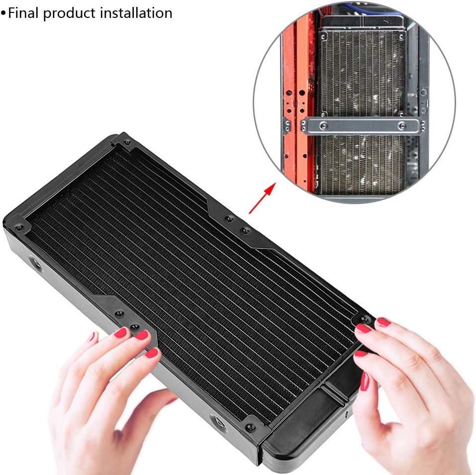 Water Cooling Radiator, 240mm G4/1 18 Tubes Thread Aluminum Water Cooler Heatsink Kit, for PC Computer CPU Cooling System - Image 5