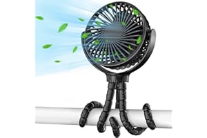 Stroller Fan for Baby - Rechageable Battery Opereated Portable Fan with Flexible Tripod 3 Speeds Handheld Small Fan Ideal for