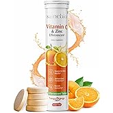 Sainebio Vitamin C 1000mg & Zinc 10 mg Effervescent Tablets – Immune Support Supplement with Tangy Orange Flavor – Boost Immunity, Energy & Antioxidant Protection – 20 Effervescent Tablets - Pack Of 1