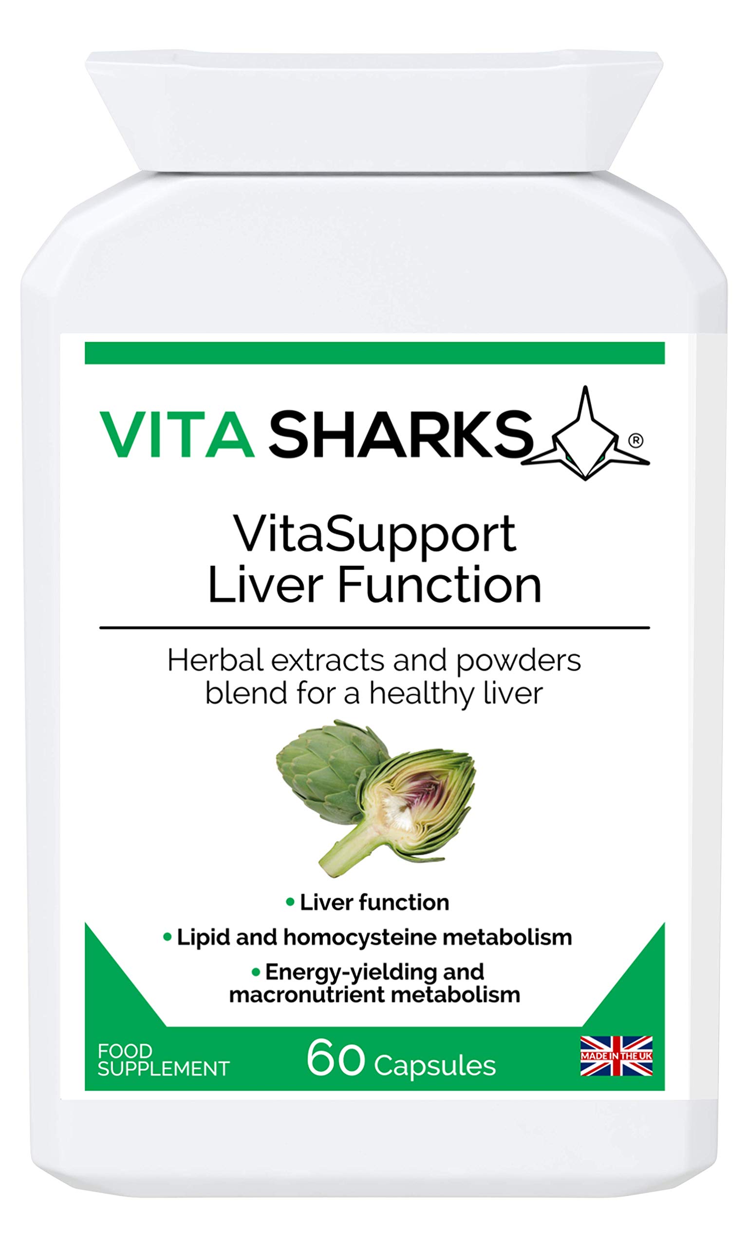 VitaSupport 60 Essential Liver Support & Cleanse. Potent, Kosher, Vegetarian & Natural Toxin Flush & Detox Formula with Biotin & Choline for Lipid Metabolism