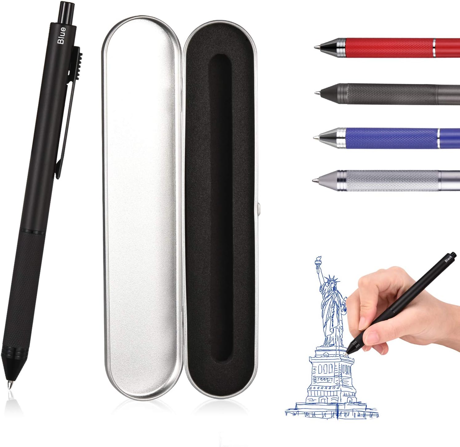 Smttw Pen Multi-Color Mechanical ball, Blue and Red ball, 0.5mm Mechanical Pencil (Black)