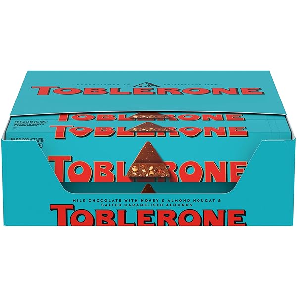 TOBLERONE MILK CHOCOLATE BAR WITH SALTED CARAMELIZED ALMONDS...