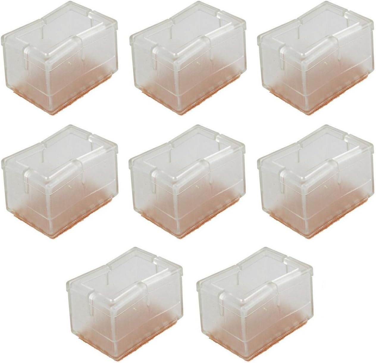 UOOOM 8 pcs Rectangle Bottom Rectangle Opening Chair Leg Caps Silicone Furniture Table Feet Protector Pads Floor Protector (1621/3742-15#)