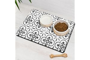 Dog Food Mats for Floors Absorbent, Pet Cat Food Mat - Quick Dry Dog Bowl Mats for Food and Water, Eco-Friendly Boho Pet Supp