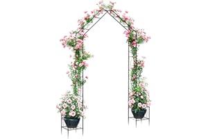 Garden Arch Trellis for Climbing Plants Outdoor 7.6Ft Metal Garden Arbor Archway with Planter Decorations Wedding Arch Backdr