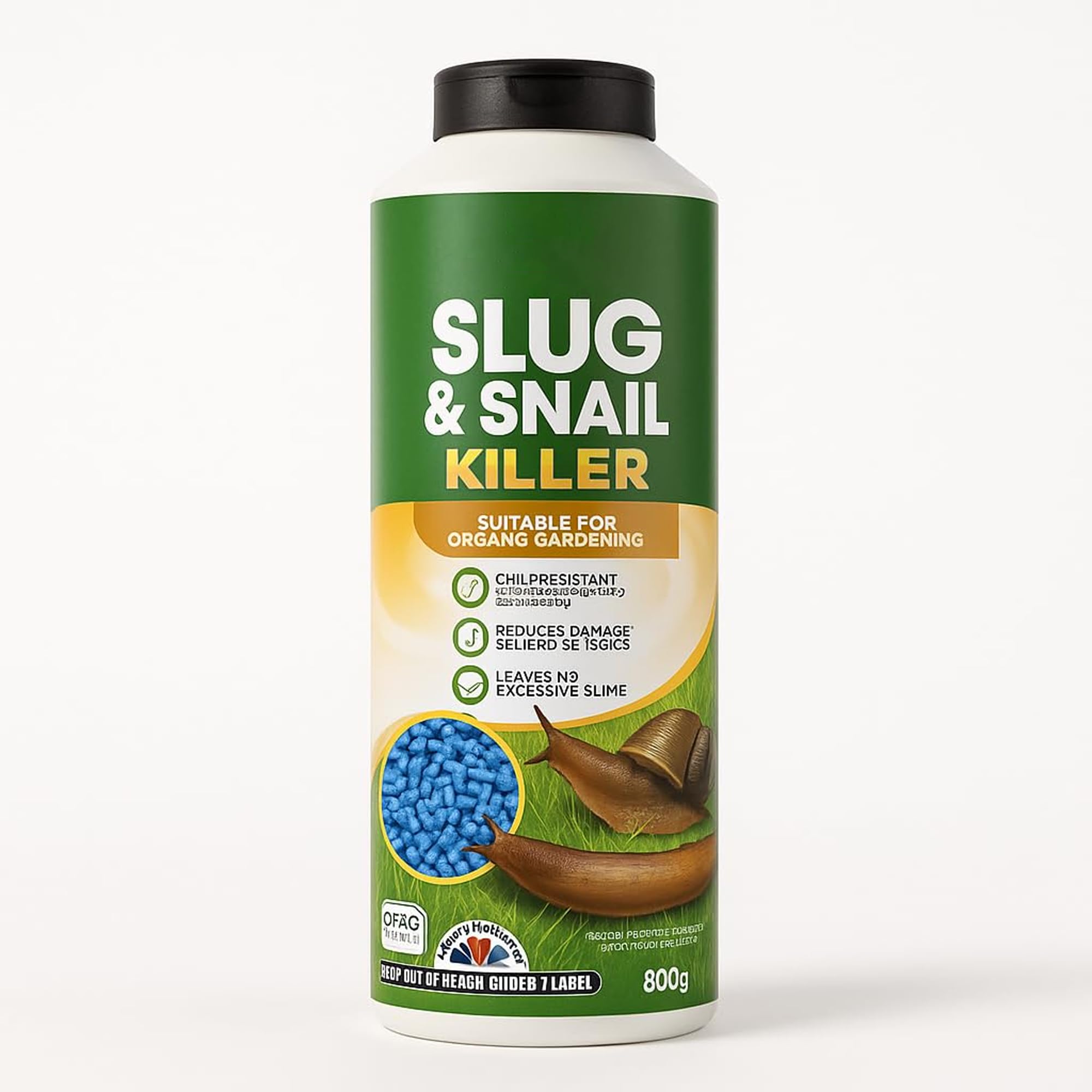 ZOPPER Slug & Snail Killer Pellets 800gm Suitable for Organic Gardening - Ready-to-Use Bait Ferric Phosphate to Control Slugs and Snails
