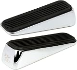 H&S 2pk Stainless Steel Door Wedge Stopper Heavy Duty Metal Rubber Bumper view 1