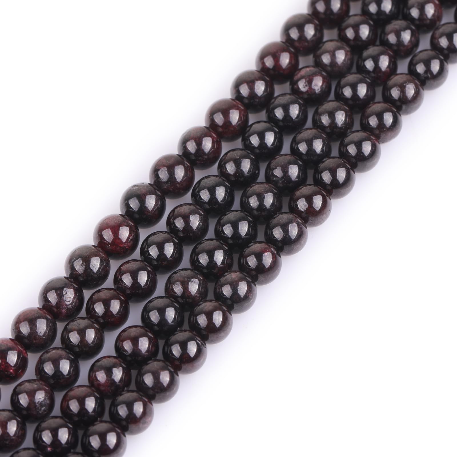GEM-Inside Natural 8mm Red Garnet Round Gemstone Semi Precious Loose Beads for Jewellery Making 15''