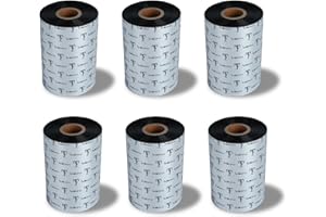 6 Rolls 4.33" x 1476' Premium Enhanced Wax Thermal Transfer Ribbon, 110mm x 450m Black Industrial Barcode Label Printer Ribbo