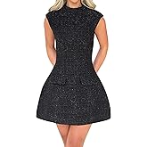SHESEEWORLD Women's Cap Sleeve Mock Neck Sexy Cutout Backless Button Mini Dress A Line High Waist Slim Cocktail Party Dresses