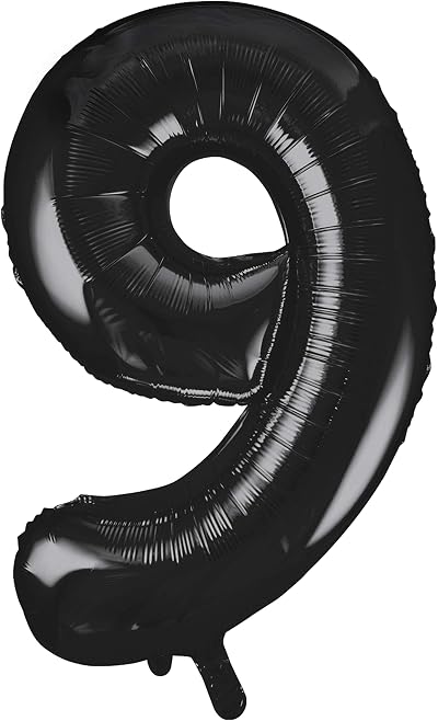 Unique Black Number 9 Shaped Large Foil Balloon 86cm 1 Piece