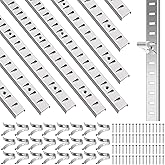 Sel Natural 8 Pcs 40 Inch Shelf Pilaster Tracks and 24 Pcs Shelf Clips Adjustable Metal Rail Mortise Mount Pilaster Strip Standard for Bookcases Cabinet Closet Shelving System