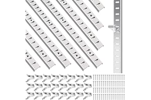 Sel Natural 8 Pcs 40 Inch Shelf Pilaster Tracks and 24 Pcs Shelf Clips Adjustable Metal Rail Mortise Mount Pilaster Strip Standard for Bookcases Cabinet Closet Shelving System