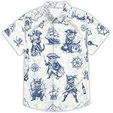 THE PIRATE KING Funny Pirate Hawaiian Shirt Boys Girls Beach Tropical Casual Short Sleeve Button Down Shirt for 5-14 Years