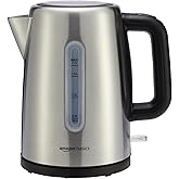 Amazon Basics Electric Stainless Steel Kettle for Tea and Coffee, BPA-Free, Fast Boiling, Auto Shut-Off, Boil-Dry Protection, 1.7 Liter, 1500W, Black and Silver