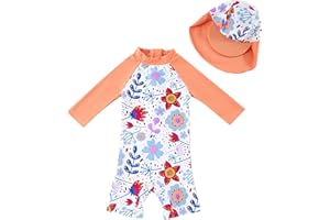 upandfast Baby Boy Girl Swimsuit Sunsuits UPF 50+ Sun Protection Infant One Piece Swimwear Toddler Bathing Suit with Sun Hat