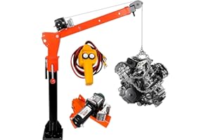 KQZZIV Electric Truck Crane, 1300lbs Load Capacity, Folding Truck Bed Crane with Electric Winch 2200 Lbs, 360° Swivel Lift Electric Hoist for Lifting Goods in Construction, Factory