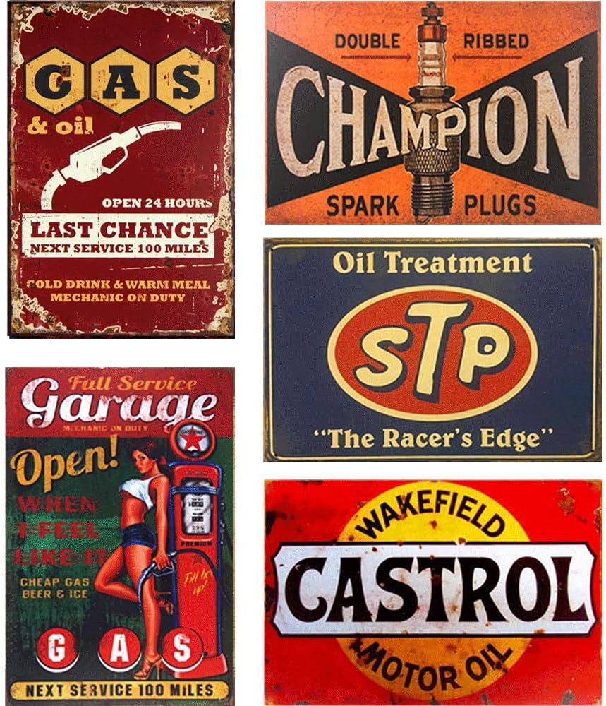 Motor Metal Signs for Garage Wall Sticker Iron Painting Shabby Chic House Plaques - Shell Texaco 20X30cmx5pcs