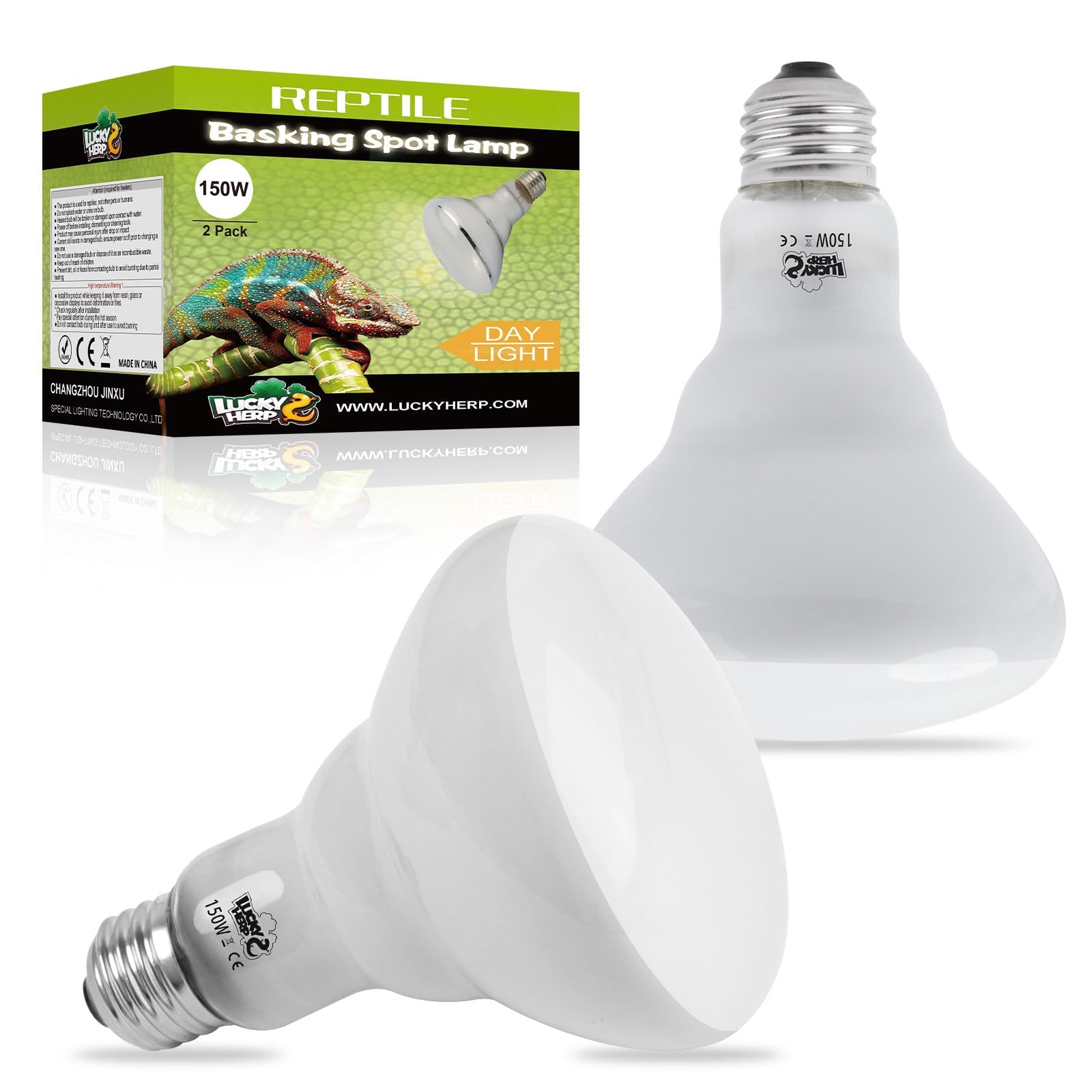LUCKY HERP 150W Reptile Heat Bulb 2Pack, Basking Spot Heat Lamp for Reptiles, Vivarium Light for Amphibian, Chicks, Dog Heating Use