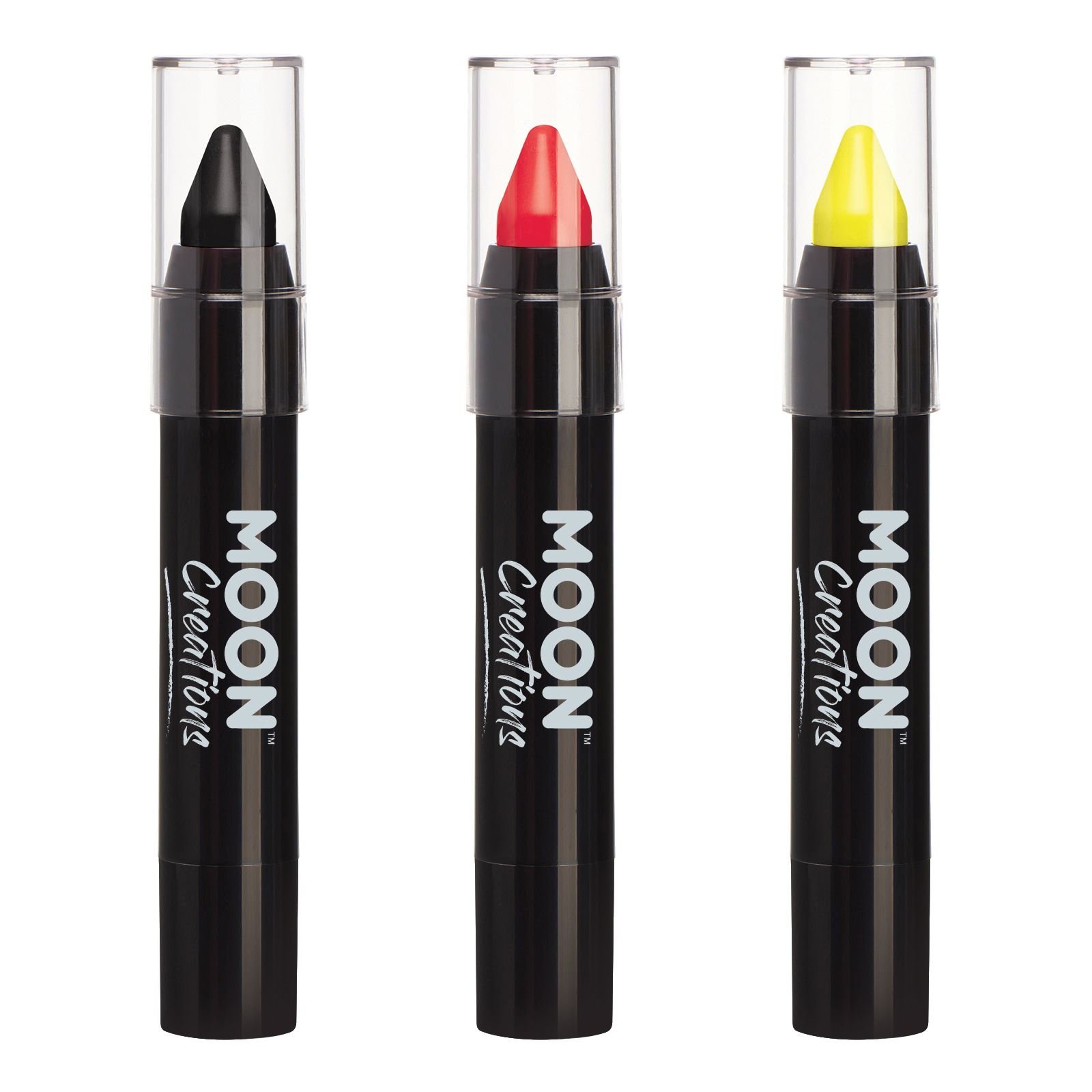 Face Paint Stick Body Crayon by Moon Creations | Black Red Yellow Set | Germany, Belgium Euro 2024 | 3.2g | For Kids, Adults, Fancy Dress, Festivals, Halloween