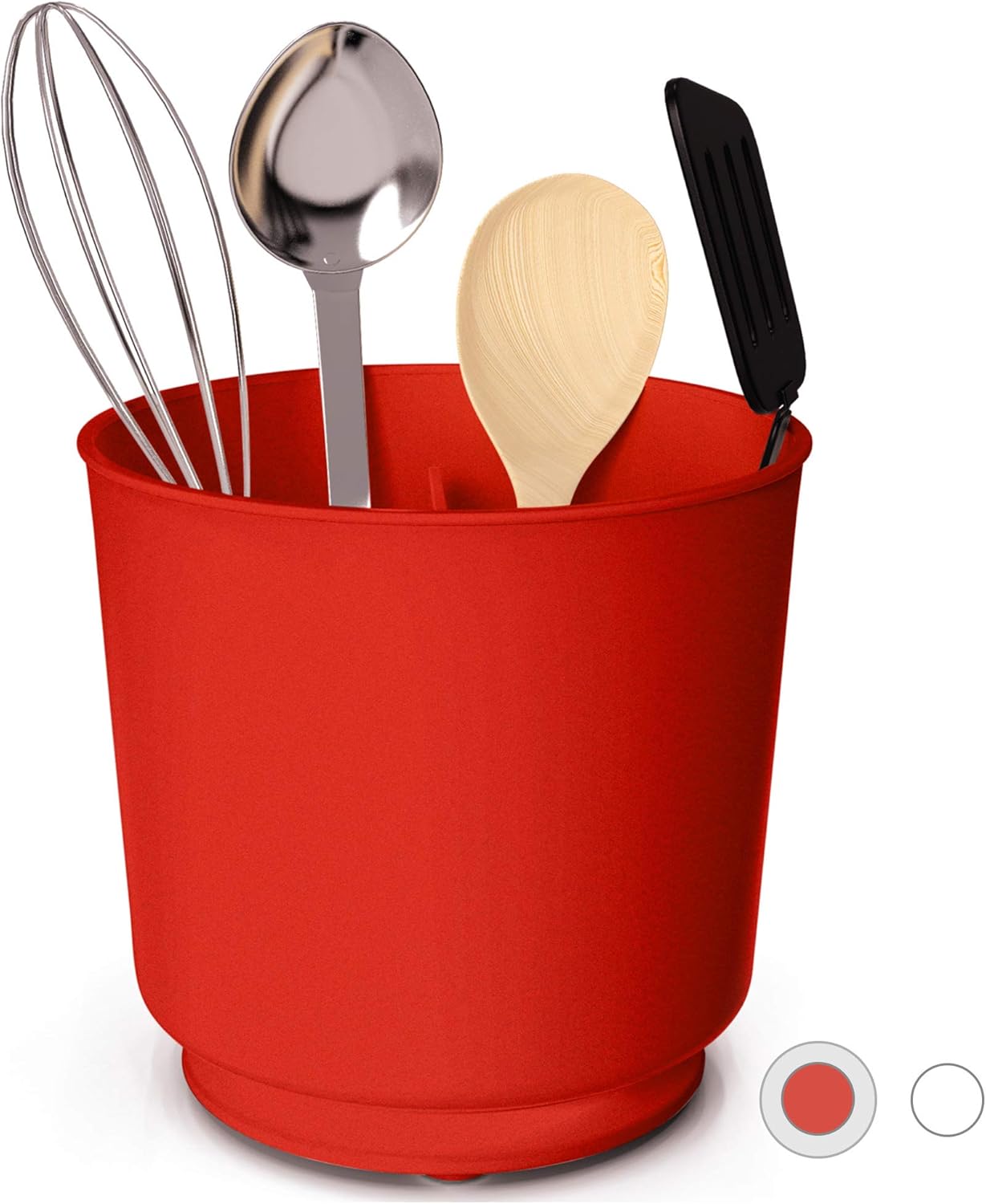 Extra Large Rotating Utensil Holder Caddy with Sturdy No-Tip Weighted Base, Removable Divider, And Gripped Insert | Rust Proof and Dishwasher Safe by Cooler Kitchen: Kitchen & Dining