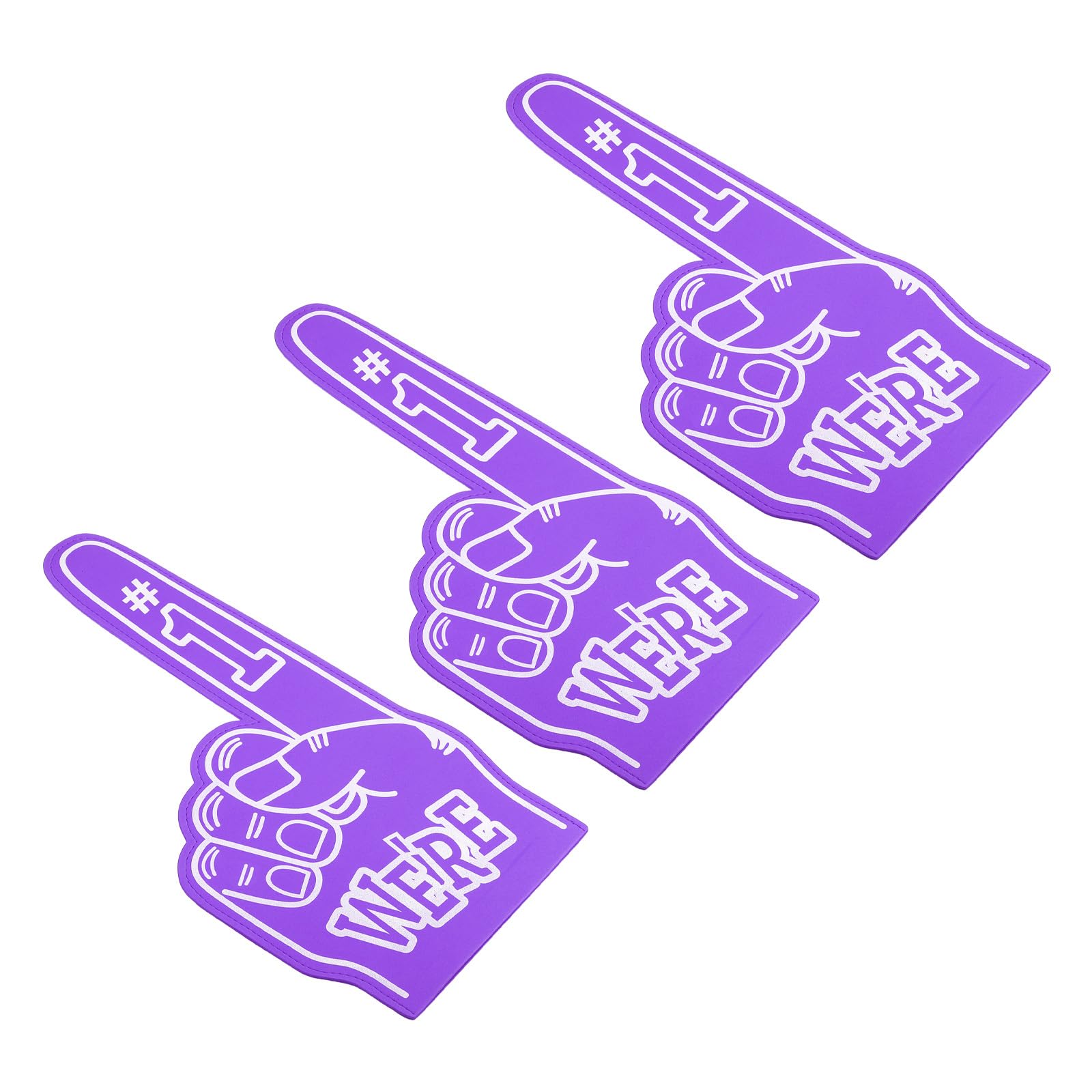 PATIKIL Giant Foam Finger 18 Inch, 3 Pcs Number 1 Foam Hand EVA Foam Finger Cheerleading Accessories for Sports Events Baseball Basketball Soccer Games, Purple