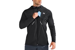 BROKIG Mens StealthZip Lightweight Running Jackets, Full Zip Workout Hoodie Track Windbreaker Athletic Gym Sweatshirts