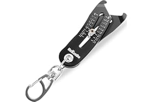 UNKENBO® Bolt Size Finder Tool Keychain - Gauge Bolts & Nuts Head SAE 5/16 to 1" & Metric 8 to 25mm, Wrench & Socket Size Finder, Bolts Nuts Head Measuring Tool Gifts for Men (Matte Black)