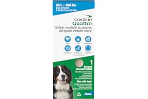 Credelio Quattro Dog Flea & Tick Treatment + Heartworm & Parasite Protection, 50.1-100 lbs (1 Chewable Tablet)
