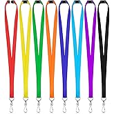 Prudiut 80 Pcs Breakaway Lanyard for Id Badges, 8 Color Breakaway Flat Badge Lanyards with Swivel J Hook Break Away Lanyards for Teachers Volunteers Student Team Activities