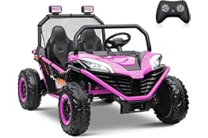 OTTARO 24V 4WD 10 AH Ride on Car Truck, Electric Car UTV 2 Seater for Kids with Metal Frame, Remote Control, Bluetooth-Purple