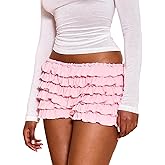 Women Sexy Lolita Bloomers Low Rise Layered Ruffle Mini Shorts Coquette Boy Shorts Cute Pumpkin Bottoms Pettipants