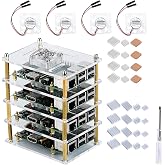 GeeekPi Cluster Case for Pi 4/3 Models, Fan &amp; Heatsinks for Cooling