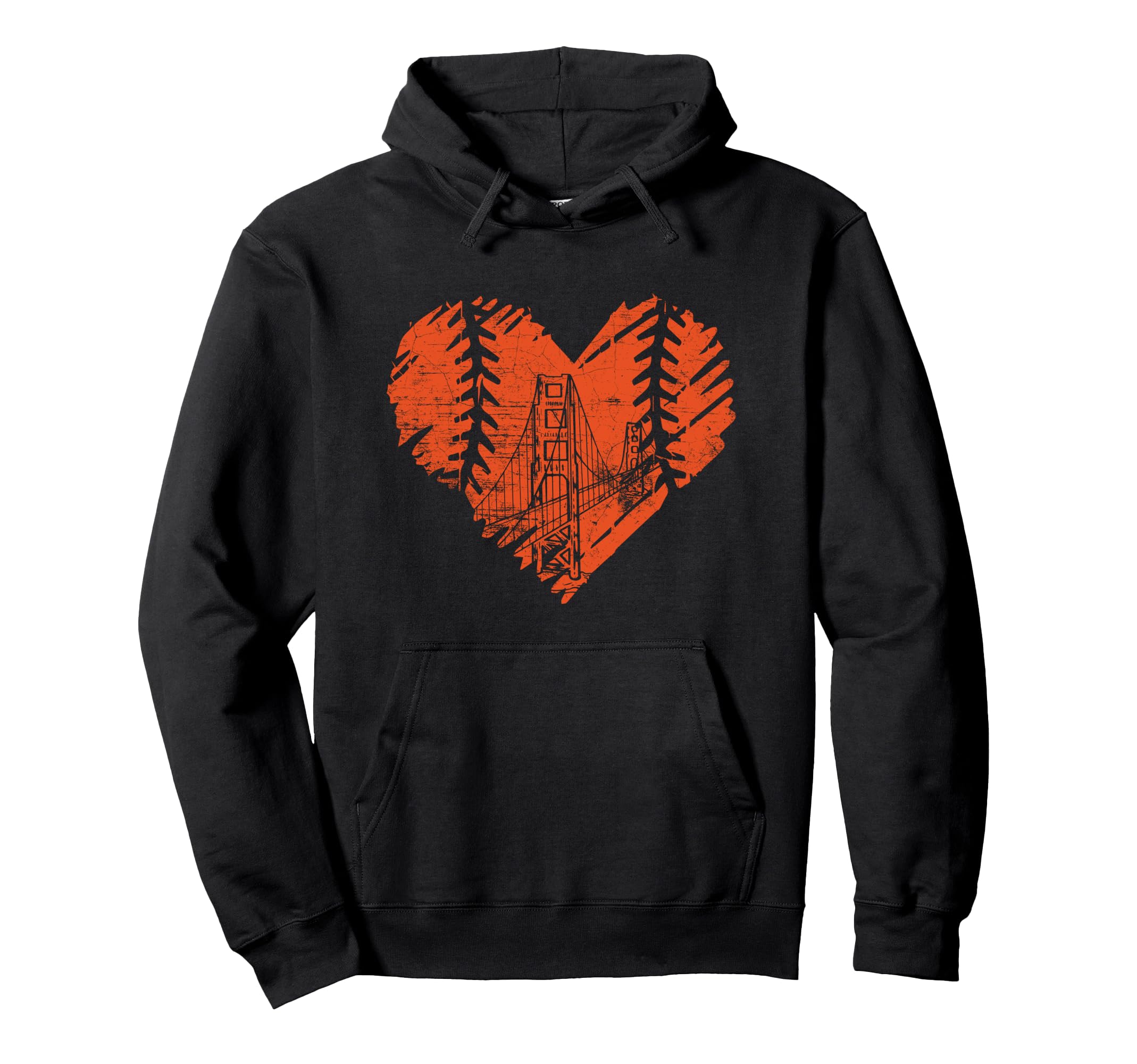 Photo 1 of US State San Francisco Baseball Vintage Heart Pullover Hoodie