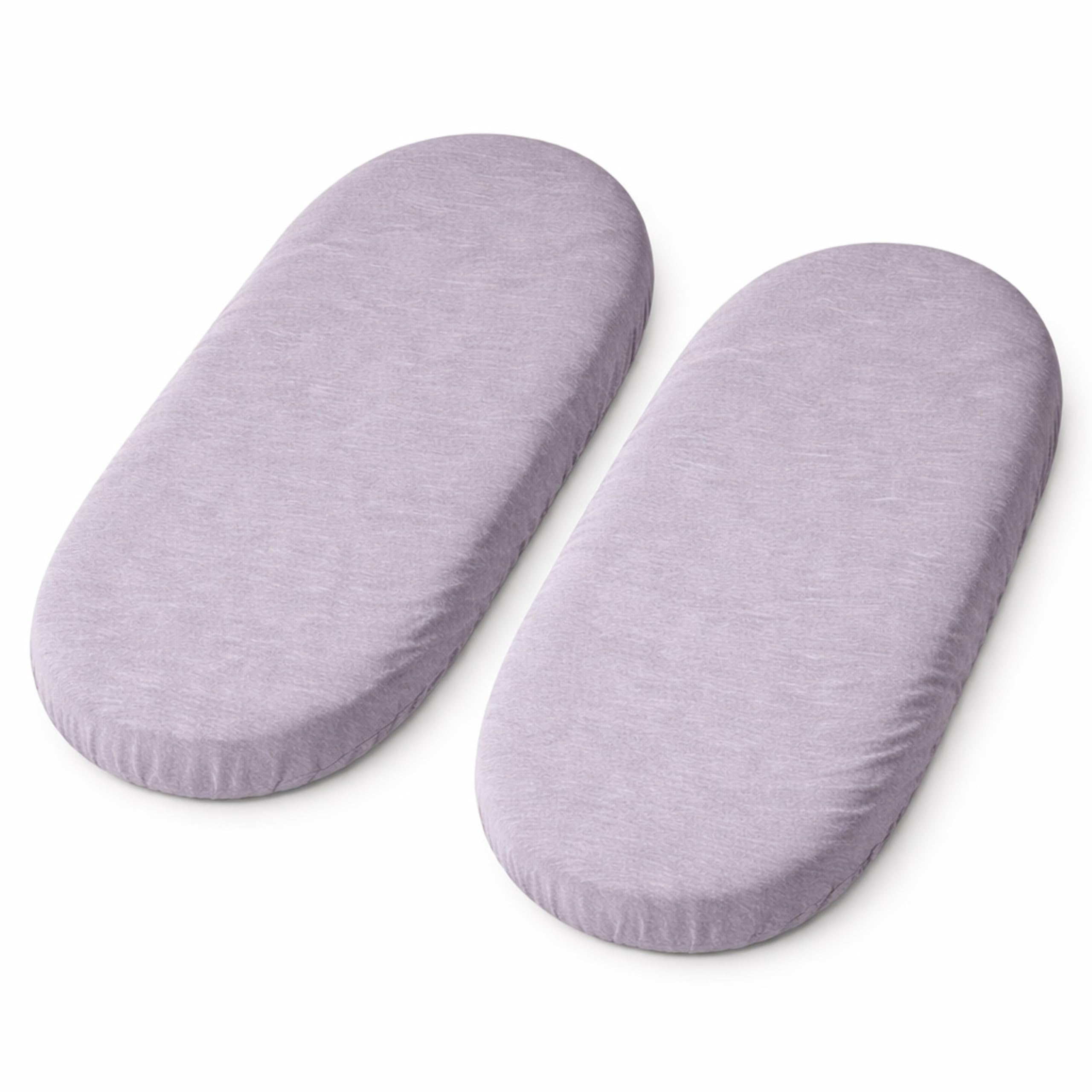 Dudu N Girlie Moses Basket Sheets 67 x 30 cm Cotton | Cradle Fitted Sheets Jersey Soft Bassinet Bedsheet Hypoallergenic Elasticated Breathable Pram Fitted Sheets (Pack of 2, Grey)