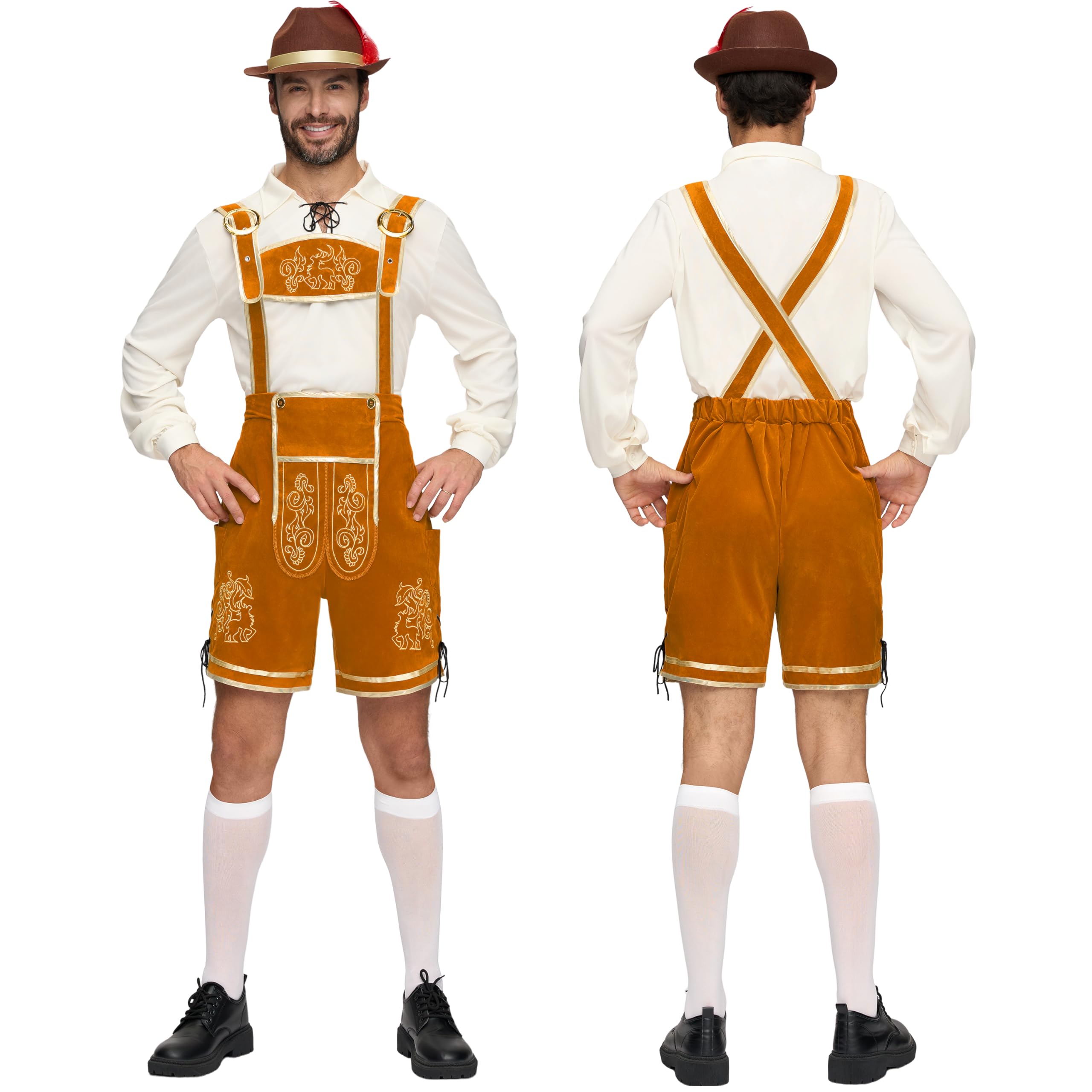 Spooktacular Creations Men’s German Bavarian Oktoberfest Costume Set, Beer Costume Hat for Adults Halloween and Beer Festival