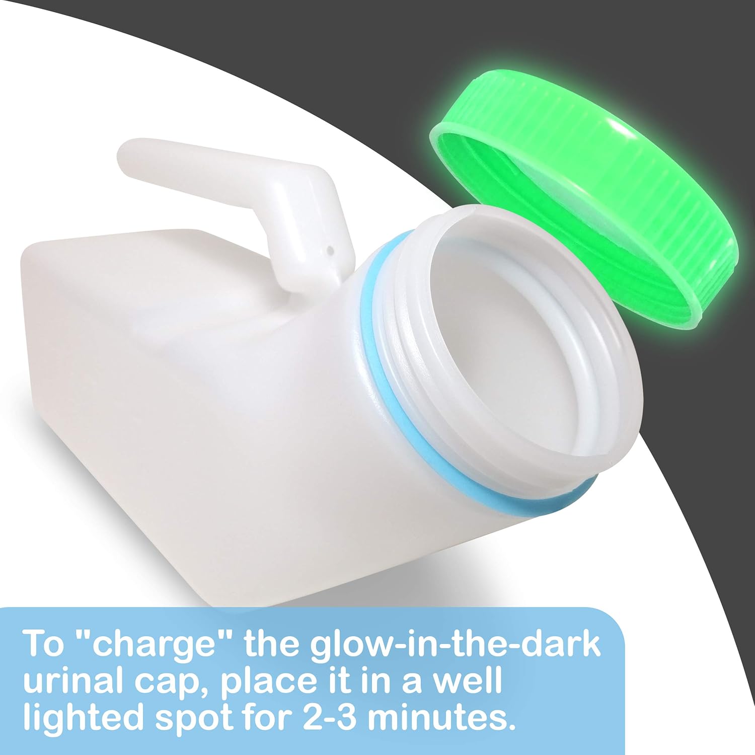 Glow in The Dark - Urinals for Men 1000ml (3 Pack) with Spill Proof Screw Cap Lid, Plastic Pee Bottles for Men, Male Urinals, Pee Container Men, Portable Urinal Bottle for Car, Elderly & Incontinence: Health & Personal Care