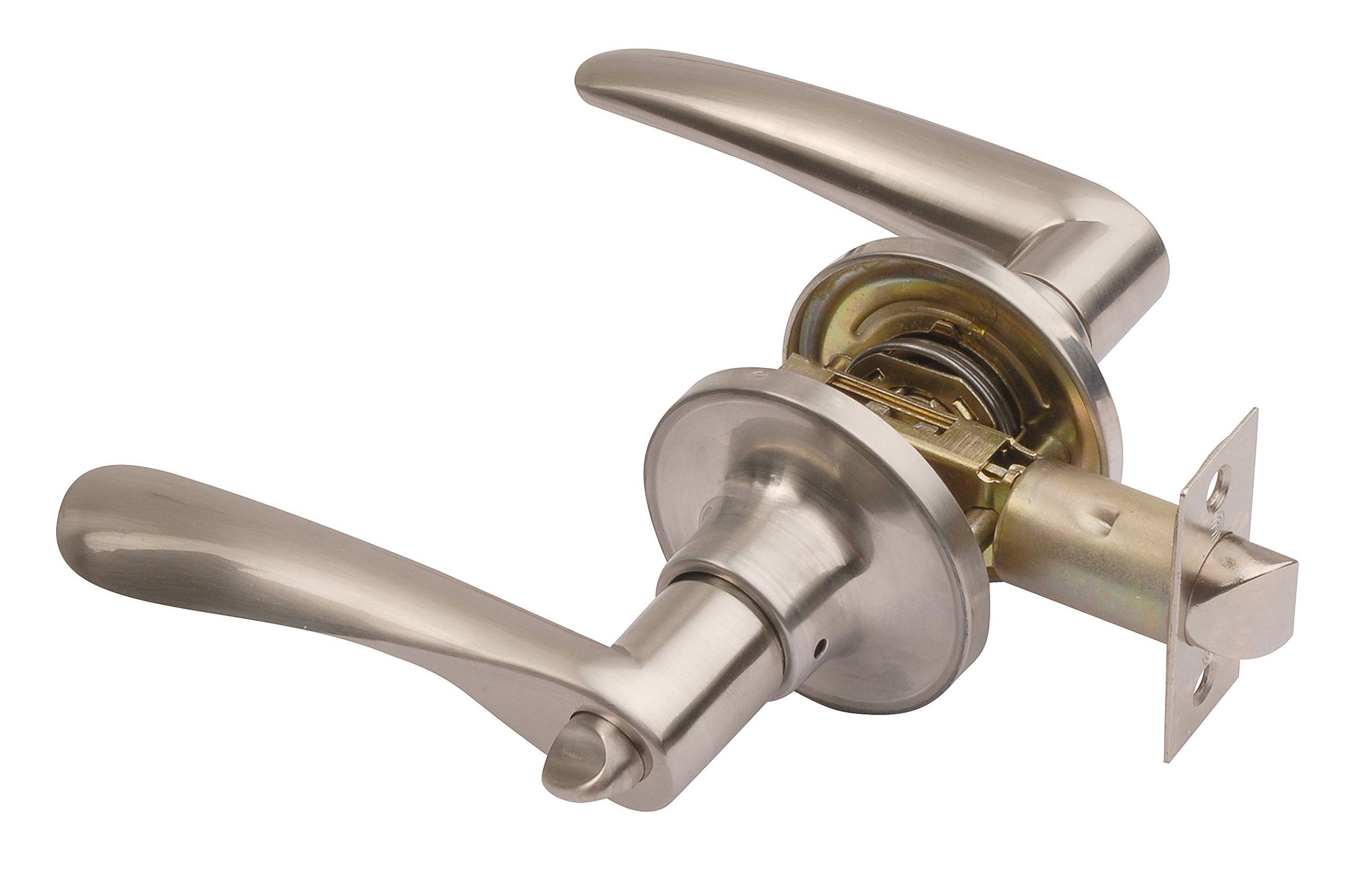 Excel Architectural DP6971 Reversible Privacy Door Handle on Rose Set with Adjustable Latch, Satin Nickel