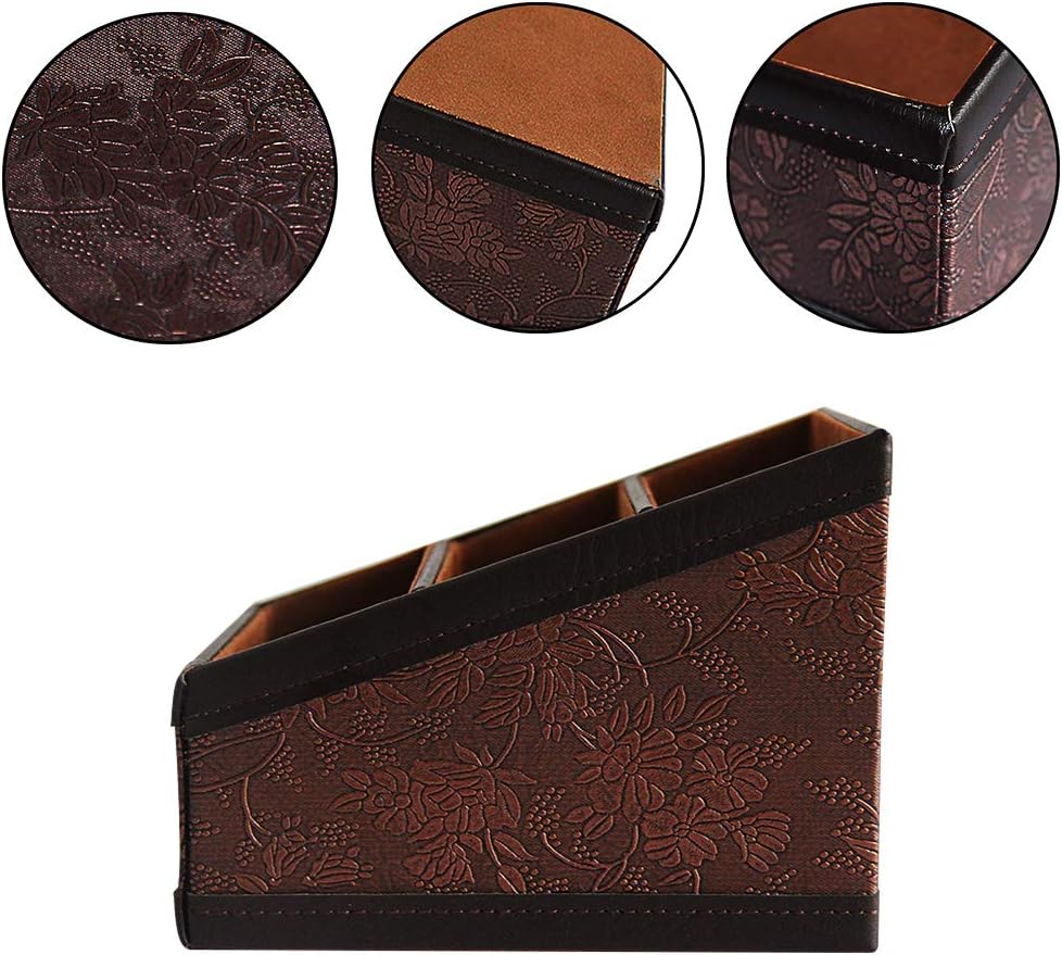 Daixers PU Leather Remote Control Holder Storage Container for TV Remote Phone Caddy Eyeglasses: Home & Kitchen