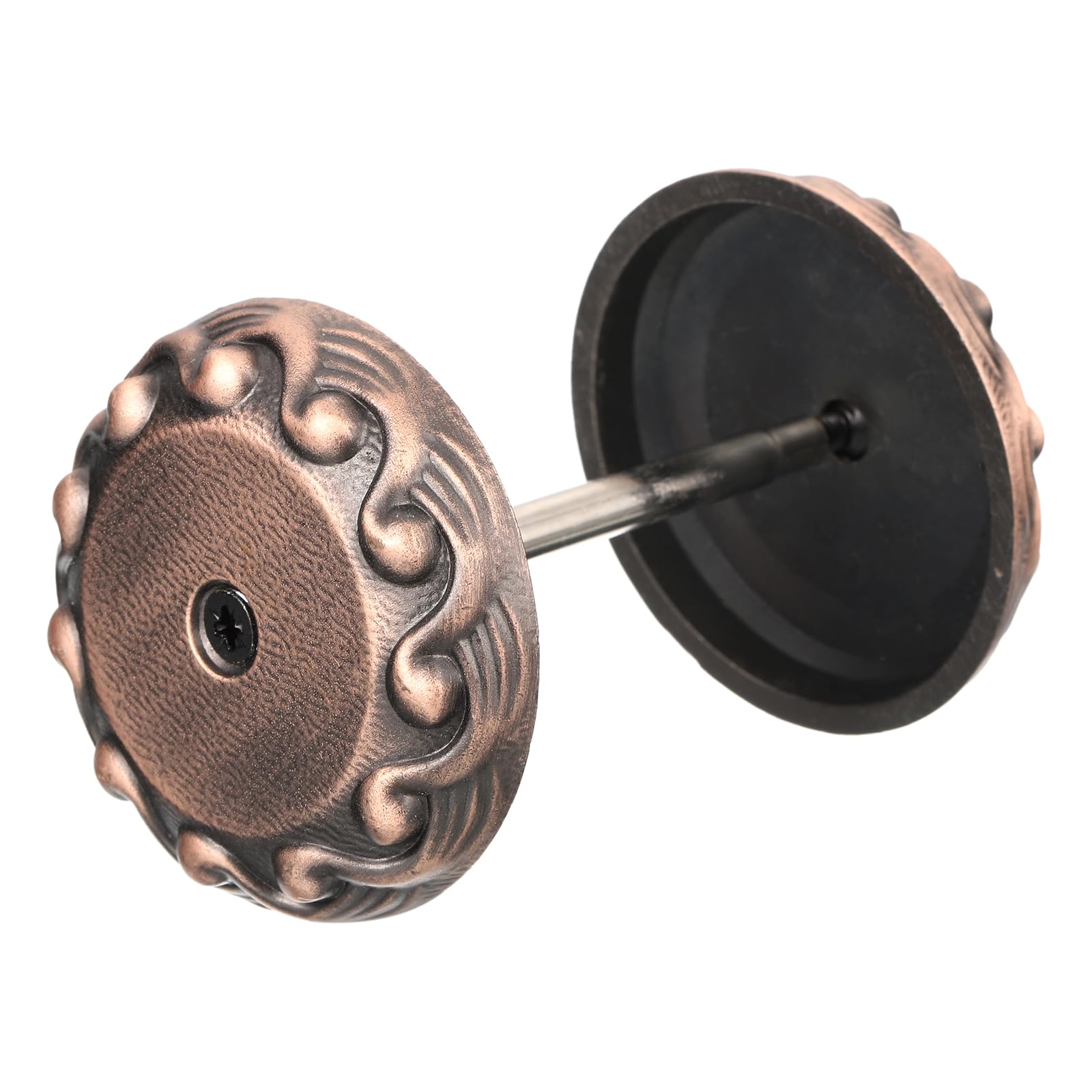 PATIKIL Door Hole Cover Plate, 2 5/16 Inches Zinc Alloy Wave Round Deadbolt Cover Plate Door Reinforcement Plate for Door Hole Filling (Red Patina)