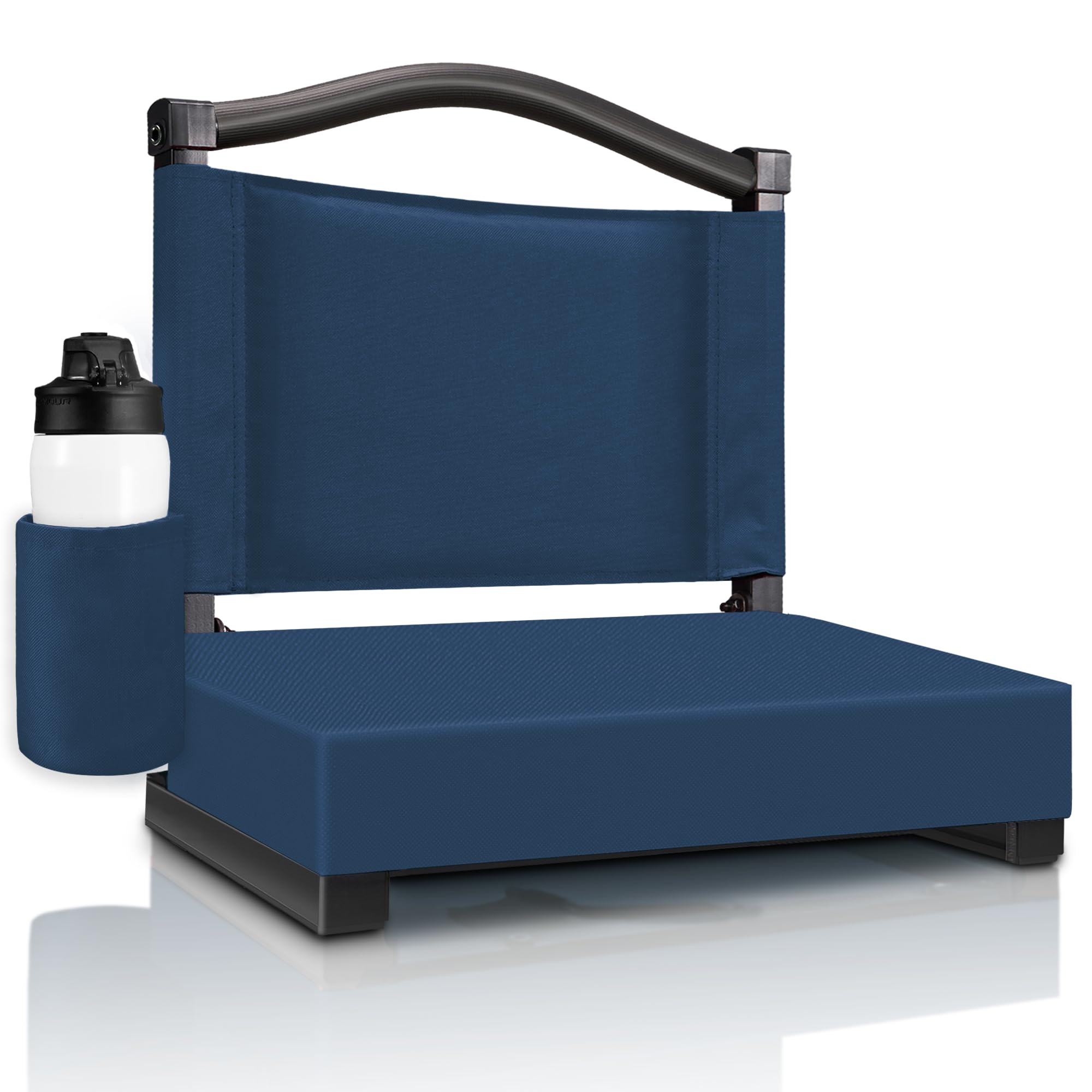 Photo 1 of HABUTWAY Stadium Seats with Back Support and Thick Cushion Bleacher Seats with Backs and Cushion Wide, Stadium Chairs Include Shoulder Strap and Pocket, Perfect for Sports Events (Navy Blue)