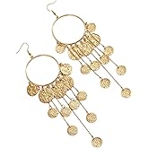 Gold Chandelier Boho Earrings Dangle Gypsy Earrings For Women Big Boho Earrings Fun Fashion Earrings For Women Elegant Geometric Boho Jewelry For Women