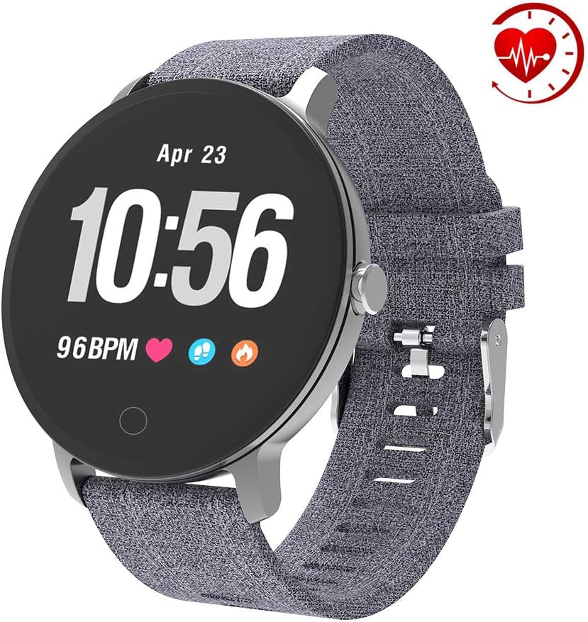 YoYoFit Edge Smart Watch, Heart Rate Monitor Fitness Tracker Watch with Step Counter Sleep Monitor,1.3" Color Screen Activity Tracker Pedometer Watch, Great Fitness Gift for Women Men and Elder, Linen
